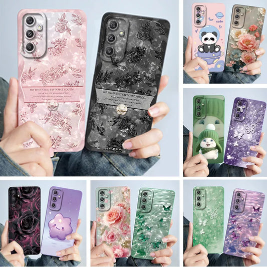 For Samsung Galaxy M34 M35 5G F34 5G Simplicity Flowers Liquid Shockproof Silicone Soft Phone Cover For SamsungM34 5G Case