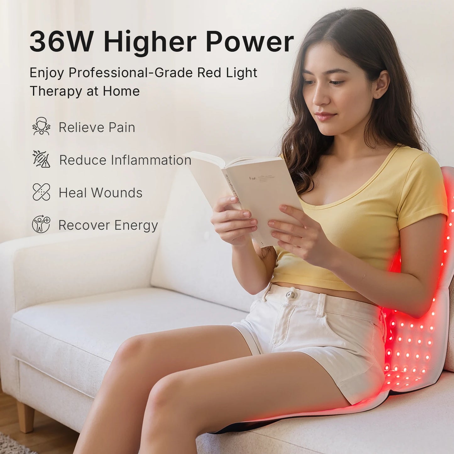 Large Red Light Therapy for Body 264 Triple-Chip LED Near Infrared 660nm & 850nm Red Light Therapy Mat 30'' x 12'' for Full Body