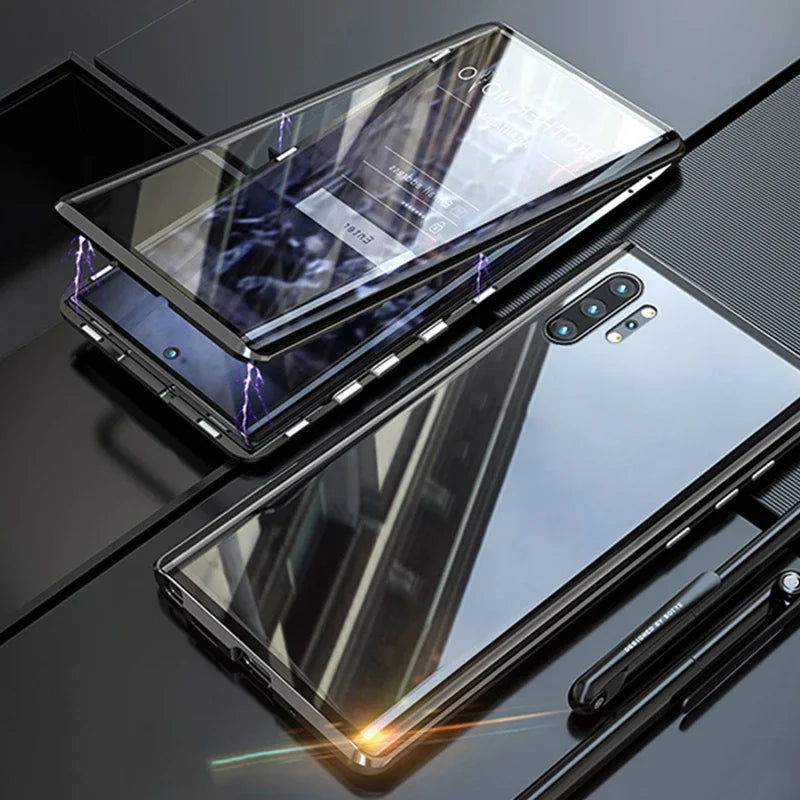 New 360 Protect Magnetic Case For Samsung Galaxy S24 S25 Ultra S23 S22 S21 S20 S23 FE S9 S10 Note 8 9 20 A72 Sided Glass Back