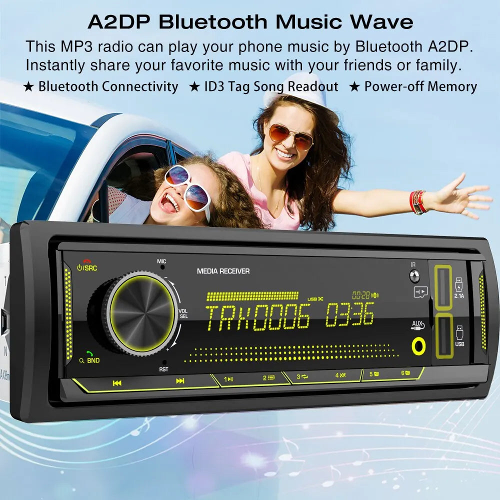 Grandnavi 1 Din MP3 Car Radio Audio Stereo FM Aux Input Receiver SD TF USB 12V In-dash Bluetooth Multimedia Auto Radio Player