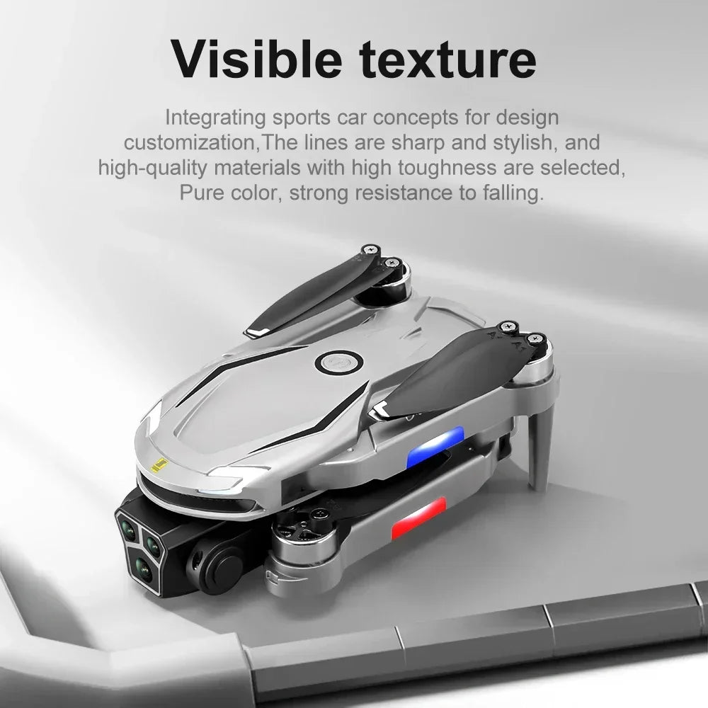 New V888 Brushless Drone 8K Professional HD Triple Camera Obstacle Avoidance No GPS Optical Flow Positioning RC Quadcopter Toys