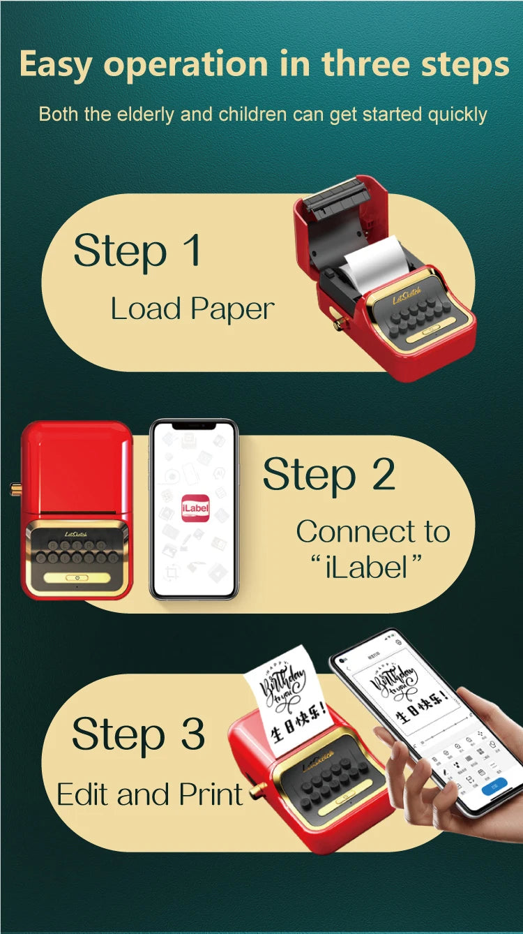 Wireless Bluetooth Label Printer Portable Thermal Printer Similar as B21 Labeling Machine Mini Label Maker 40*30MM Sticker