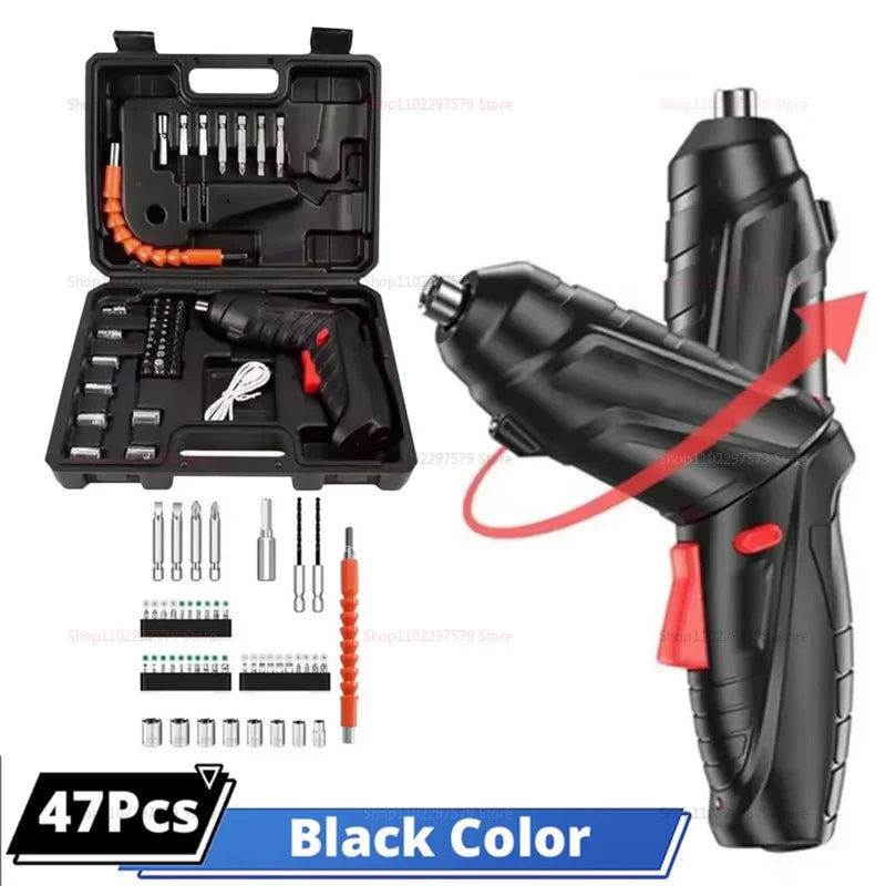 47  in 1 3.6V Rechargeable Cordless Electric Screwdriver Kit with Lithium Battery Folding Power Tools for Home DIY Repairs