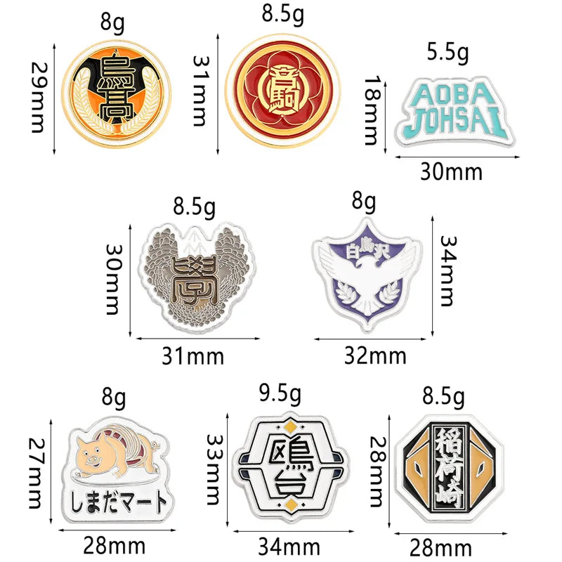 Anime Haikyuu!! Brooch Volleyball Boy High School Team Badge Enamel Pin Brooches Cartoon Backpack Badge Jewelry Accessories Gift
