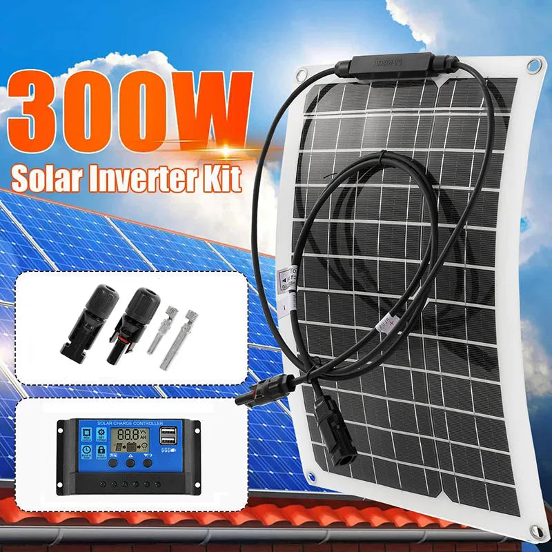 20W-300W Flexible Solar Panel 12V Battery Charger Dual USB With 10-100A Controller Solar Cells Power Bank for Phone Car Yacht RV