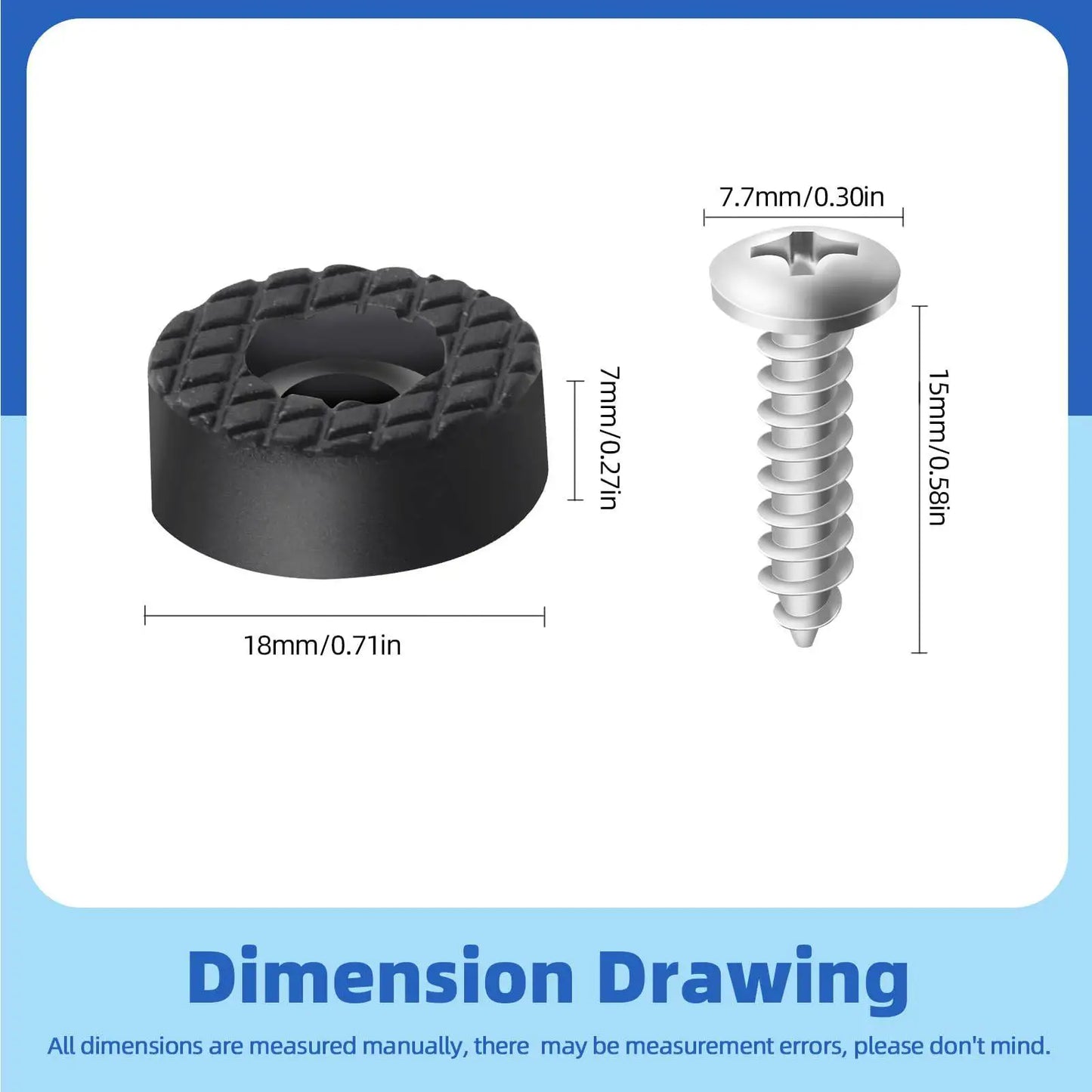 12pcs Round Rubber Feet 18/24/30MM Non-Slip Furniture Pads with Screws Black Floor Bumper Protector for Chair Leg Hardwood Floor