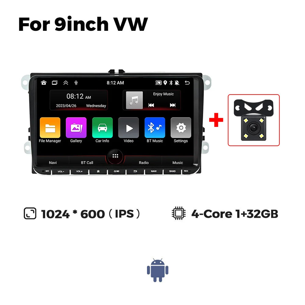 7/8/9" Android13 BT GPS Car Multimedia Radio for Volkswagen VW Golf 5 6 Polo Passat B6 B7 CC Skoda Jetta Tiguan Touran GOLF POLO