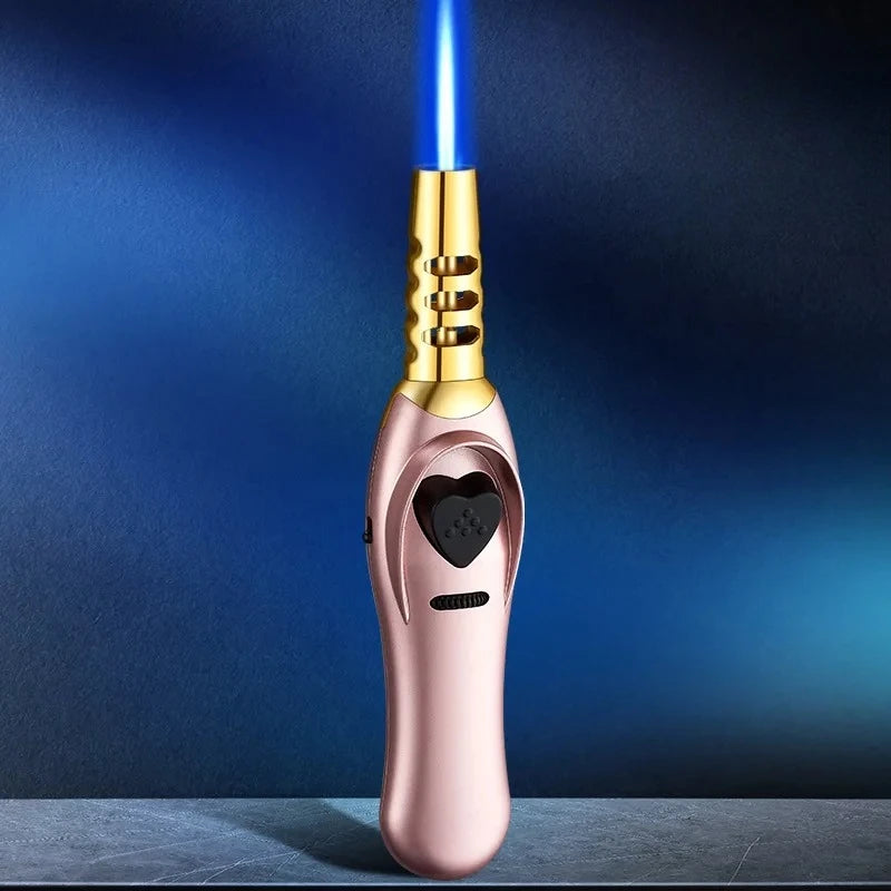 Triple Burner High Power Spray Gun Lighter Windproof Flame Refillable Butane Gas Moxibustion Cigar Outdoor BBQ Kitchen Igniter