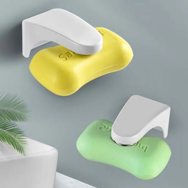 1pc Magnetic Soap Holder Magic Soap Dish Organizer Bathroom Accessories Wall Mounted Sponge Holder Bathroom Kitchen Storage Rack