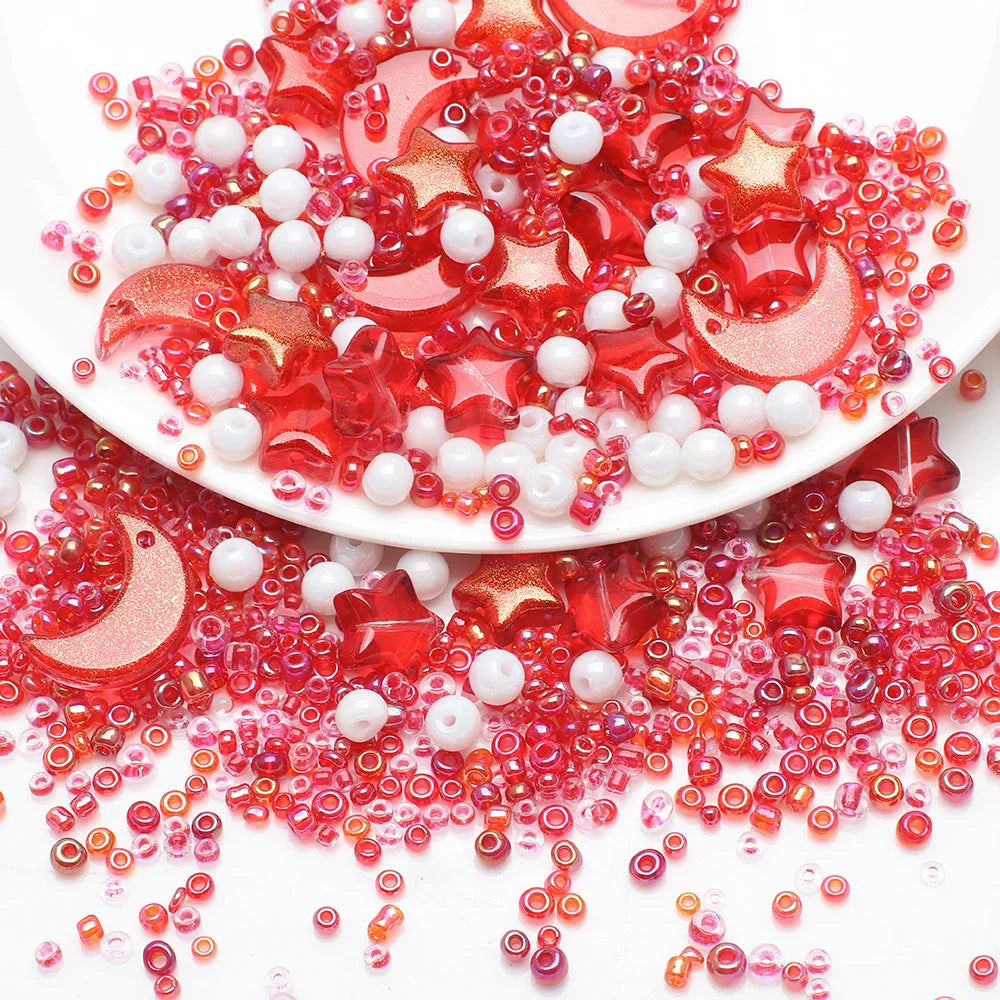 Moon Star Collision Gradient Mixed Pendants Porcelain White AB Crystal Glass Beads DIY Bracelets Necklaces Jewelry Making