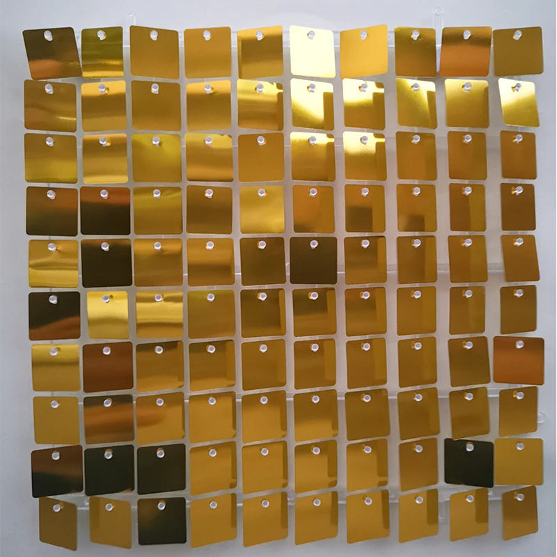 1000pc Shimmer Sequin Party Backdrop Curtain Metallic Foil Fringe Birthday Wedding Wall Decoration Photo Zone Booth Glitter Gold