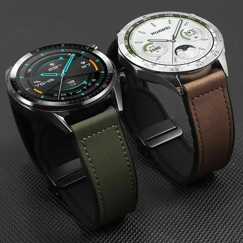 22mm Leather Silicone Strap For Huawei Watch 5/4/3 Pro Magnetic Buckle Bracelet For Huawei Watch GT 5 Pro GT5 GT4 GT3 GT2 Band