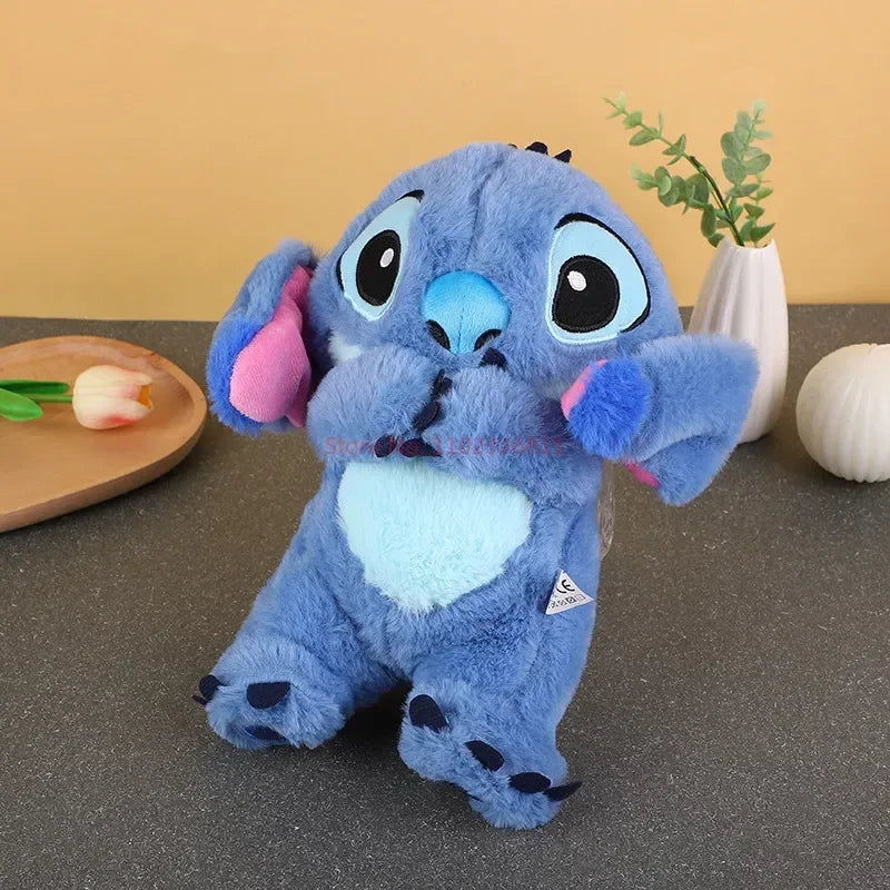 28cm Disney Stitch Anime Plush Doll With Lighting Music Airbag Kawaii Appease Toy Baby To Soothe Sleep Peluche For Kids Gift
