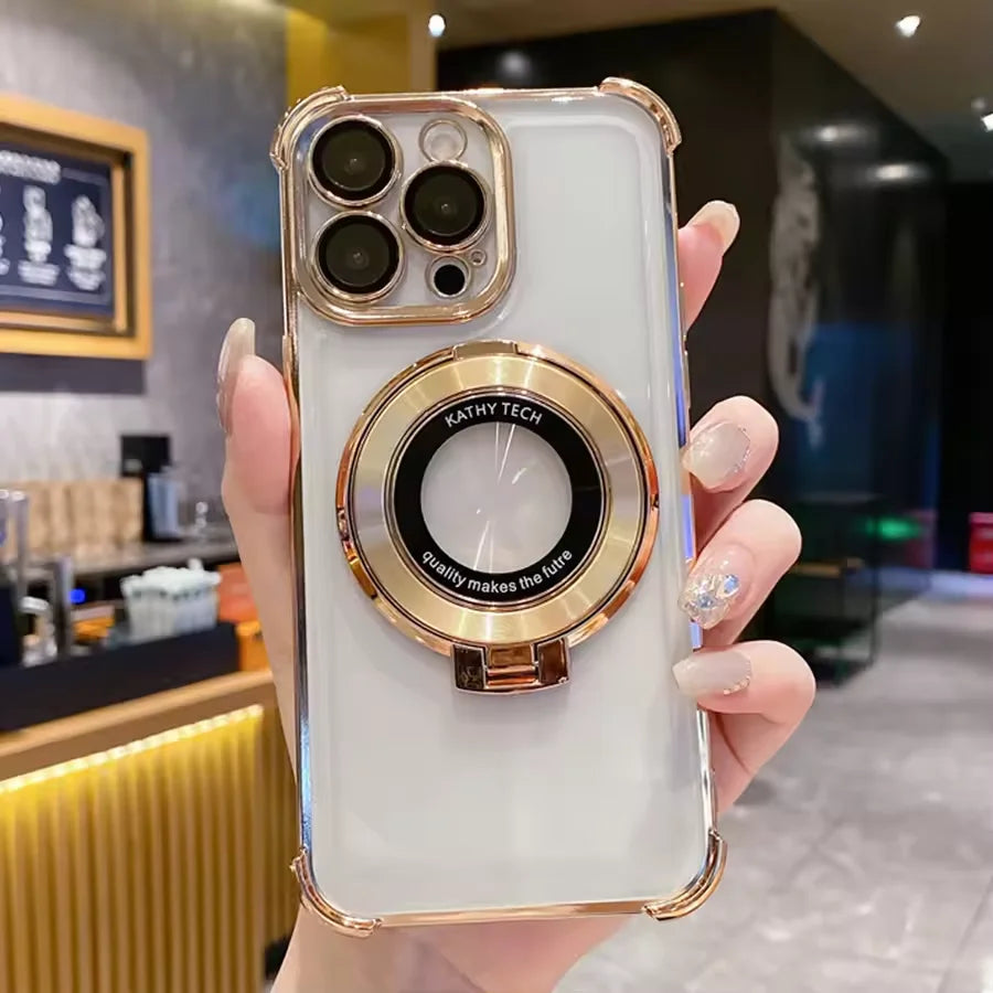 Luxury Plating Holder Phone Case For Infinix Note 60 50 30 40 Pro 50X 50S Smart 20 10 9 8 7 6 5 Shockproof Silicone Stand Cover