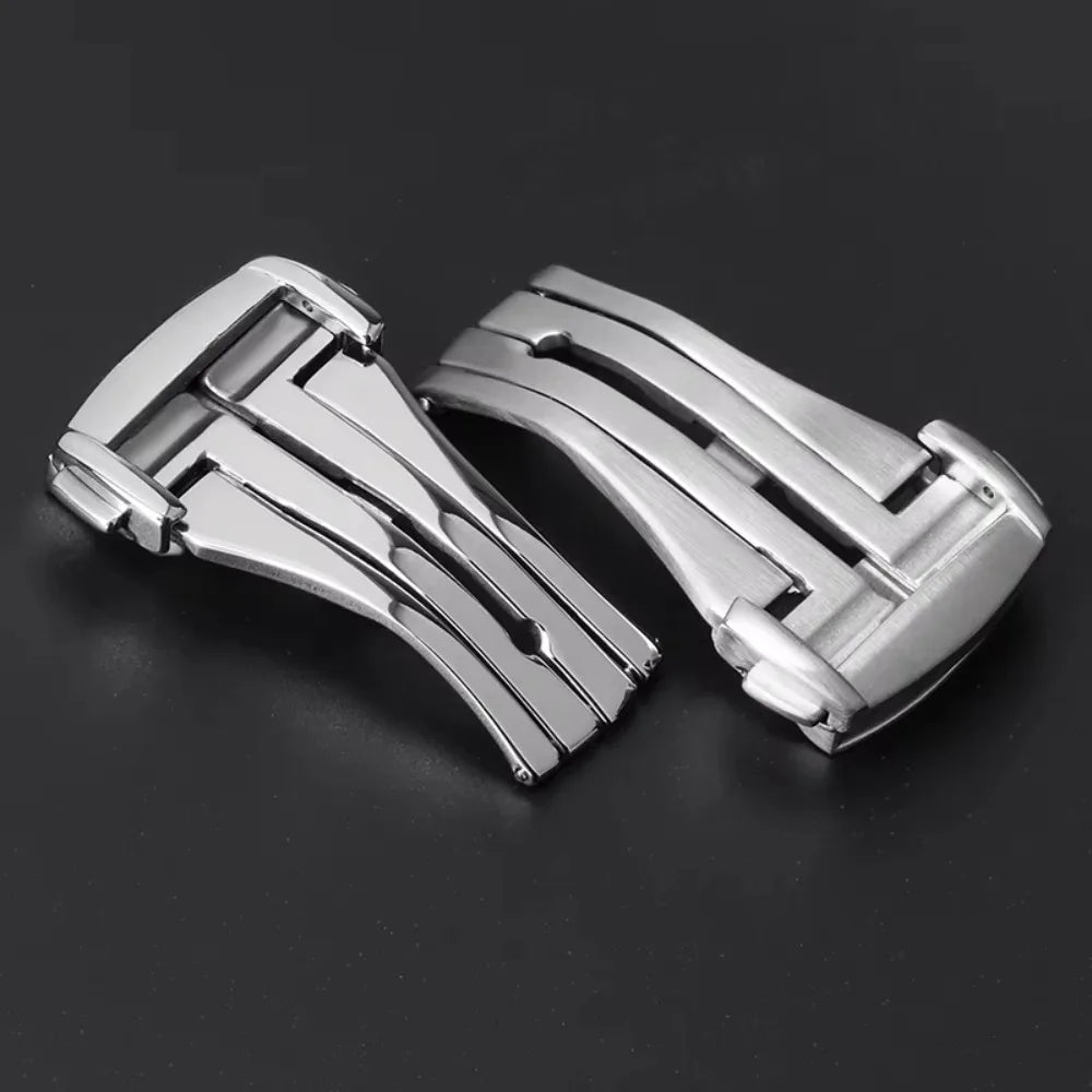 20mm Stainless Steel Watch Buckle for Omega Leather Rubber Watch Band Silver Matte/Polished Deployment Clasp Button Accessories