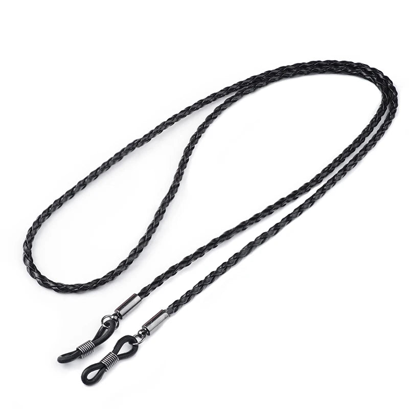 Thick Twist Sunglasses Leather Rope Chain Eyewear Braided Glasses Lanyard Strap Outdoor Sports Non-slip Eyeglass Accessories
