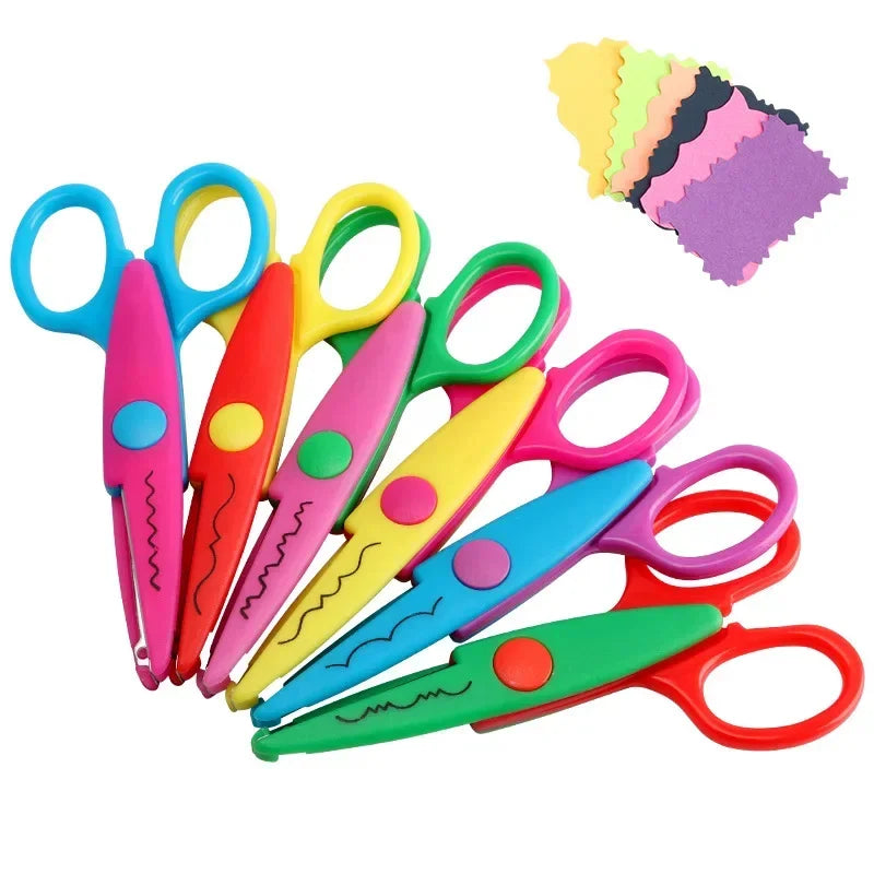 6pcs/Set Scissors Wavy Pattern Paper Cutter DIY Handmade Tools Paper Craft Kawaii Card Photo Scissors Kids Gifts Office Supplies