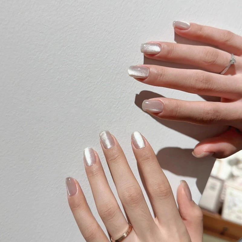 Cat Eye Press on Nails - Fake False Stick-on Nails Tips, Reusable Nail Tips Set for Women