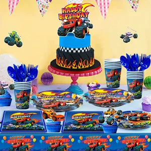 Monster Truck Party Supplies,140pcs Monster Truck Birthday Decorations&Tableware Set Blaze Party Decorations for Kids