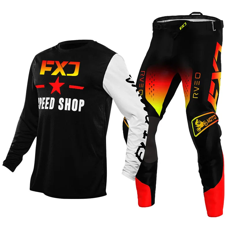 Motorcycle racing suit cross Mens Women'sMotocross Jersey Pant Kits Enduro MX MTB Off-road green red black pink yellow blue