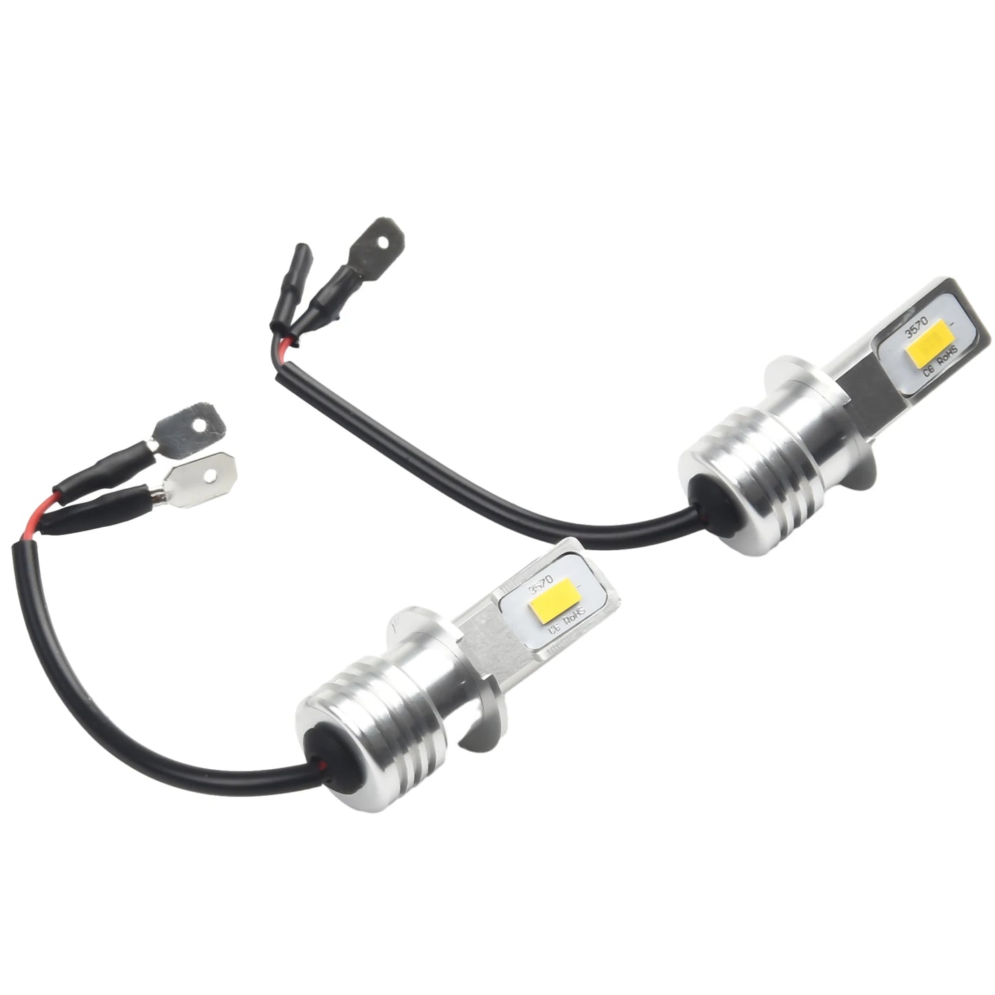2Pcs H3 Car LED Fog Light Bulb Conversion Kit Super Bright Yellow DRL Lamp 3000K 80W 50000H 2000LM Auto Beam Fog Lamp