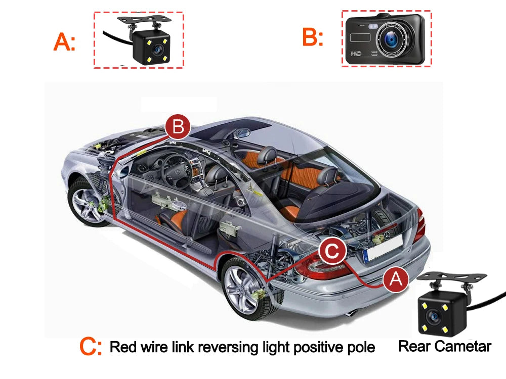 4-inch 1080P Dash Cam for Cars Touch Screen Car DVR Video Recorder Rear View Camera for Vehicle 24H Parking Monitor Black Box