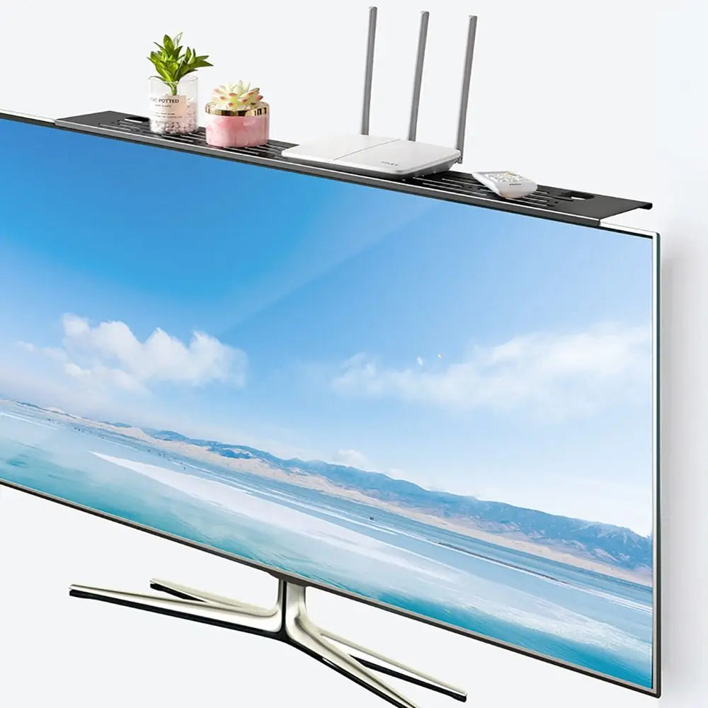 Universal TV Top Shelf Screen Top Storage Rack Monitor Organizer Home Office Computer Router Holder Display Stand Saving Space