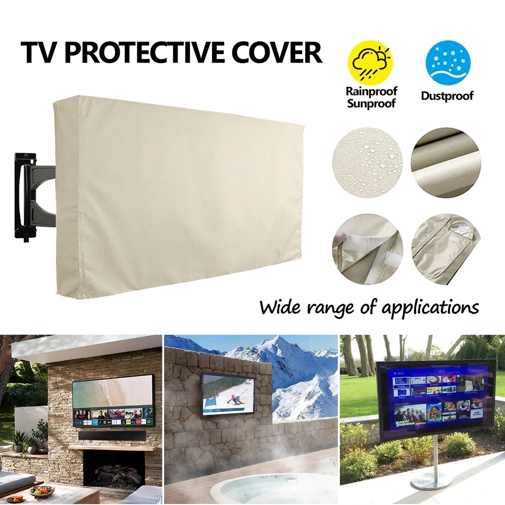 1pc 600D Outdoor TV Cover, TV Protective Cover, Waterproof & Dustproof, To Protect Television, Outdoor Patio Furniture Cover