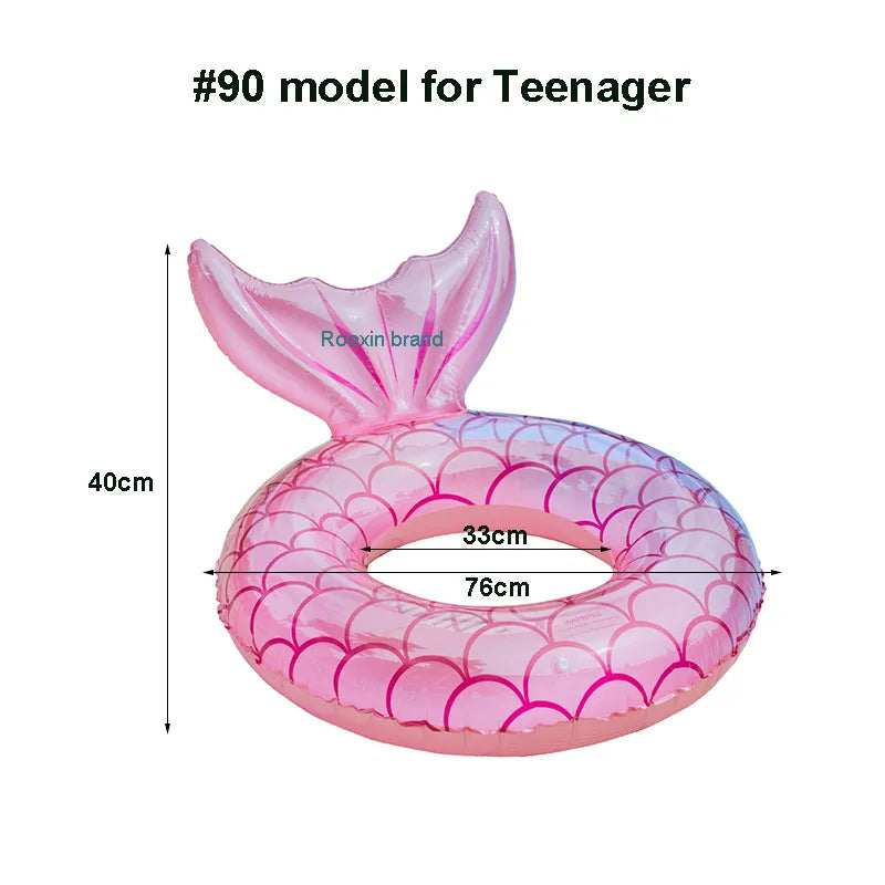 Rooxin Inflatable Swimming Ring Mermaid With Backrest Pool Floaters for Adult Teens Water Play Tube Swimming Mattress Pool Toys