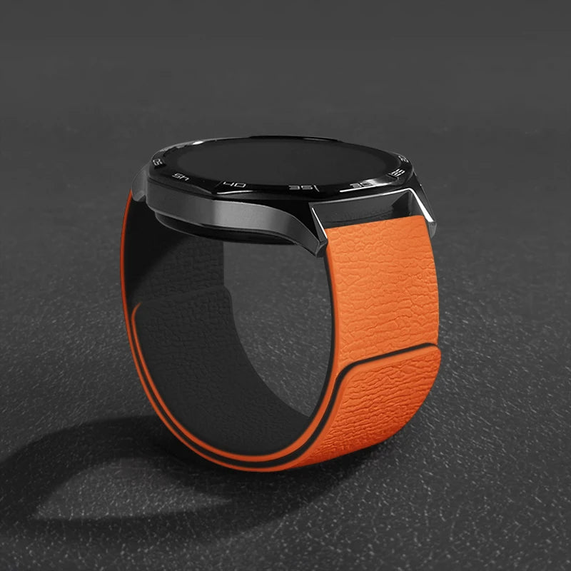 Magnetic Loop Strap For Samsung Galaxy Watch 7/6/5/4 Classic Silicone Lychee pattern 18mm 20mm 22mm Bracelet HUAWEI GT3-4-5 Band