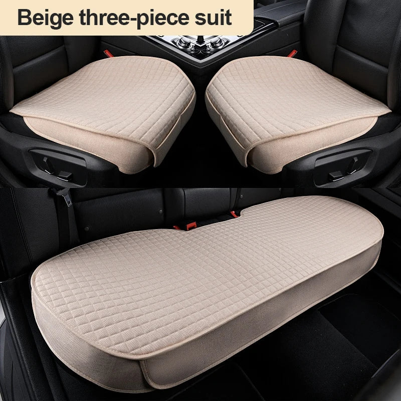 Flax Car Seat Cover Four Seasons Front Rear Linen Fabric Cushion Breathable Seat Protector Mat Pad for Auto Interior Accessories