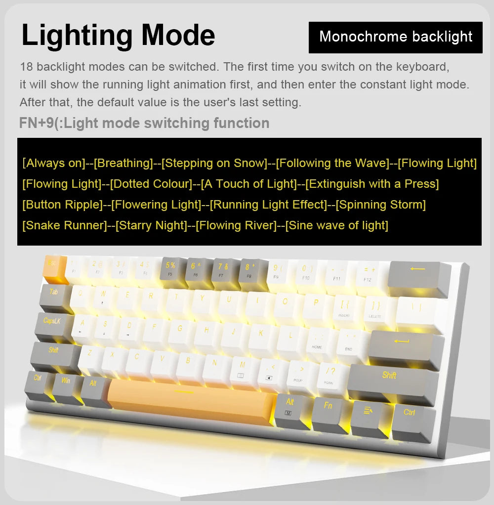 E-YOOSO Z11 USB Mechanical Gaming Wired Keyboard Red Switch 61 Keys Gamer Russian Brazilian Portuguese for Computer PC Laptop