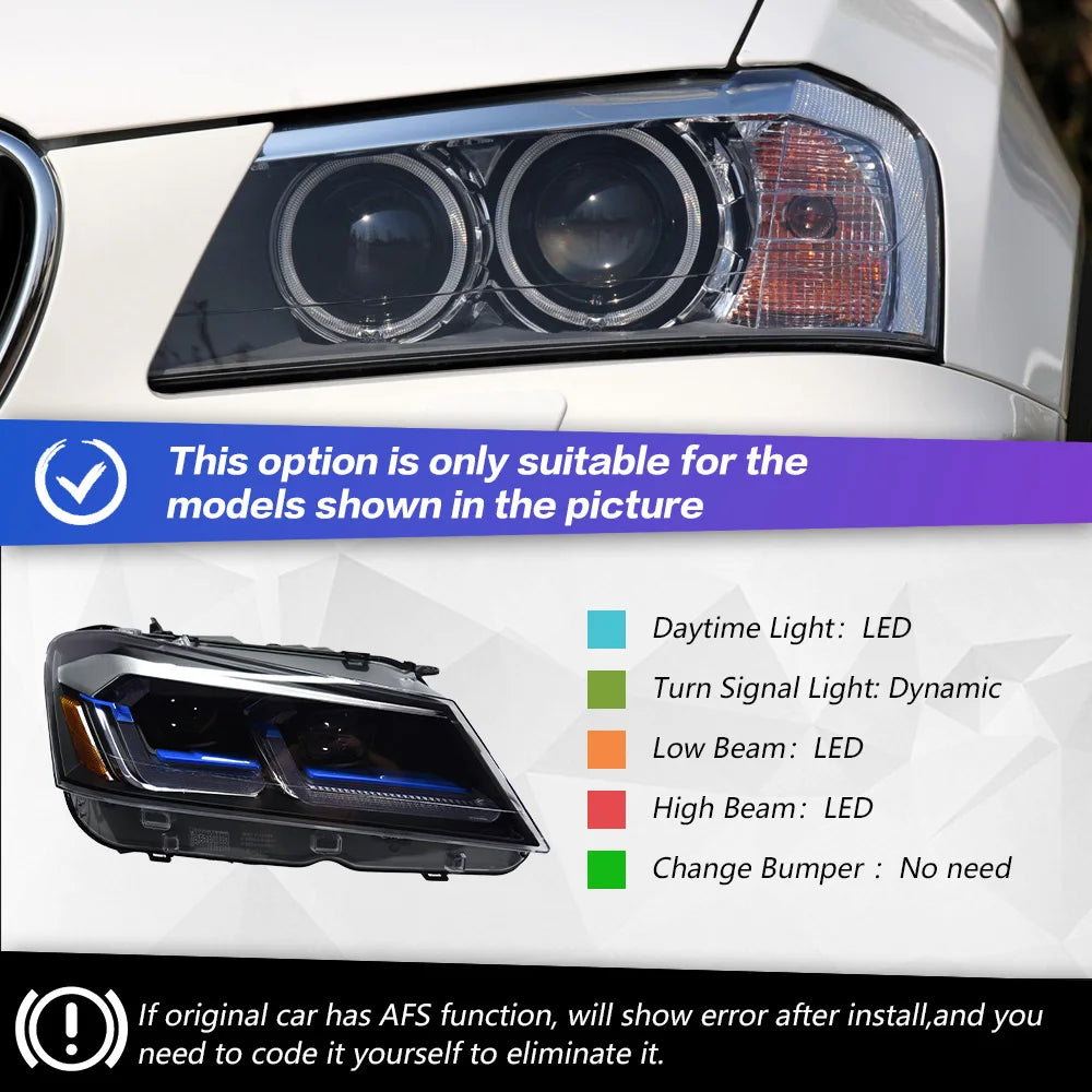 AKD Head Lamp for BMW X3 F25  LED Headlight 2010-2013 Headlights X3 DRL Turn Signal High Beam Angel Eye Projector Lens