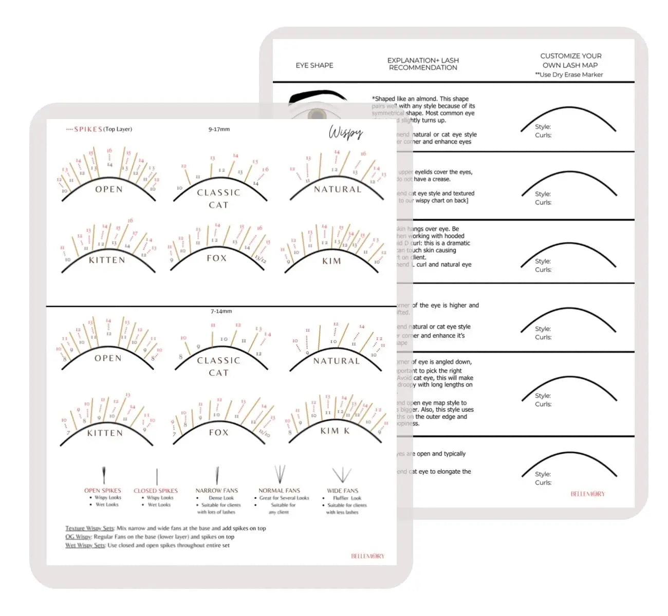 Bundle Beginner and Wispy Eye Shape Lash Map Charts School Practice Training for Fake Eyelashes  Wholesale