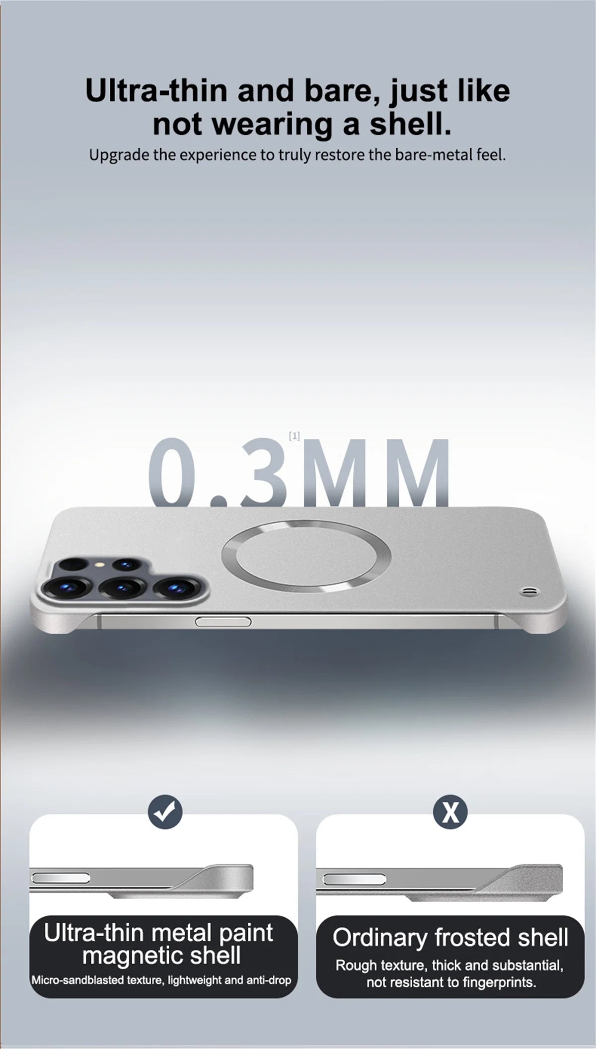 Ultra Thin PC Frameless Magnetic Phone Case for Samung S26 Ultra S25 Edge S24 FE S22 S23 Plus A56 A55 for Magsafe Matte Cover
