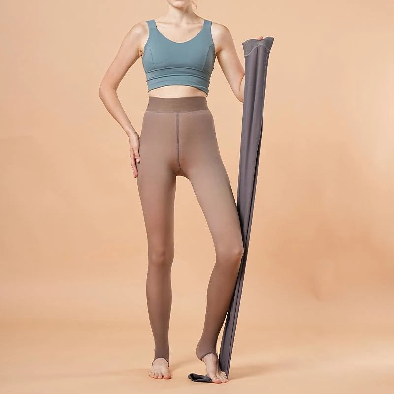 Winter Warm Fleece Tights Sexy Thermal Translucent Slim Stockings Elastic Velvet High Waist Pantyhose Thicken Female Stocks