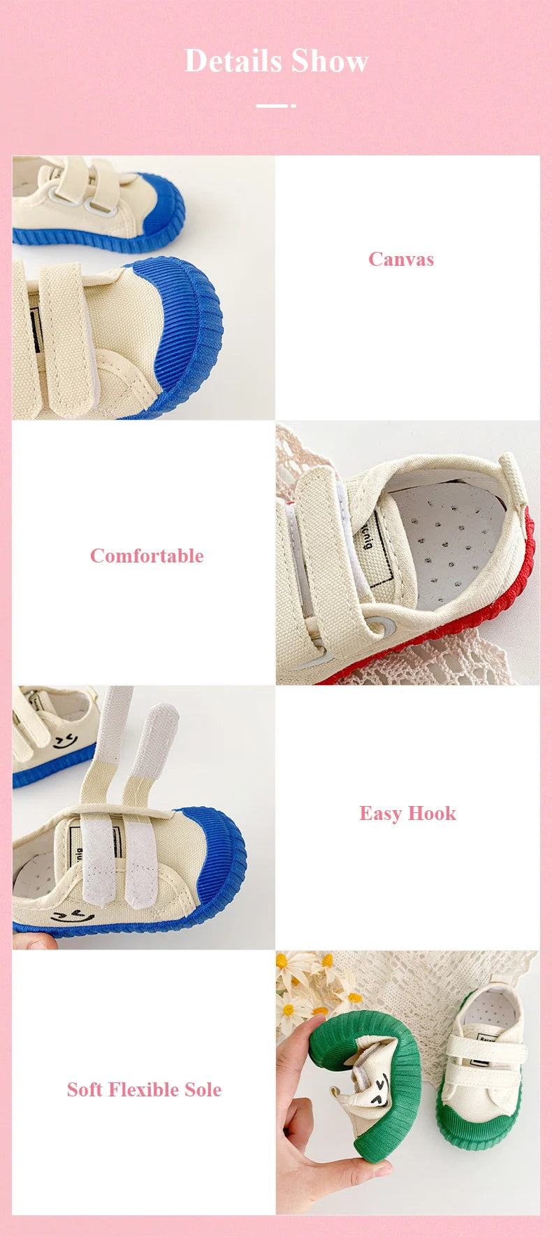 Children Canvas Shoes Baby Soft Indoor Shoes Boys Girls Low-top Caual Shoes Kids Candy Color Hook Shoes