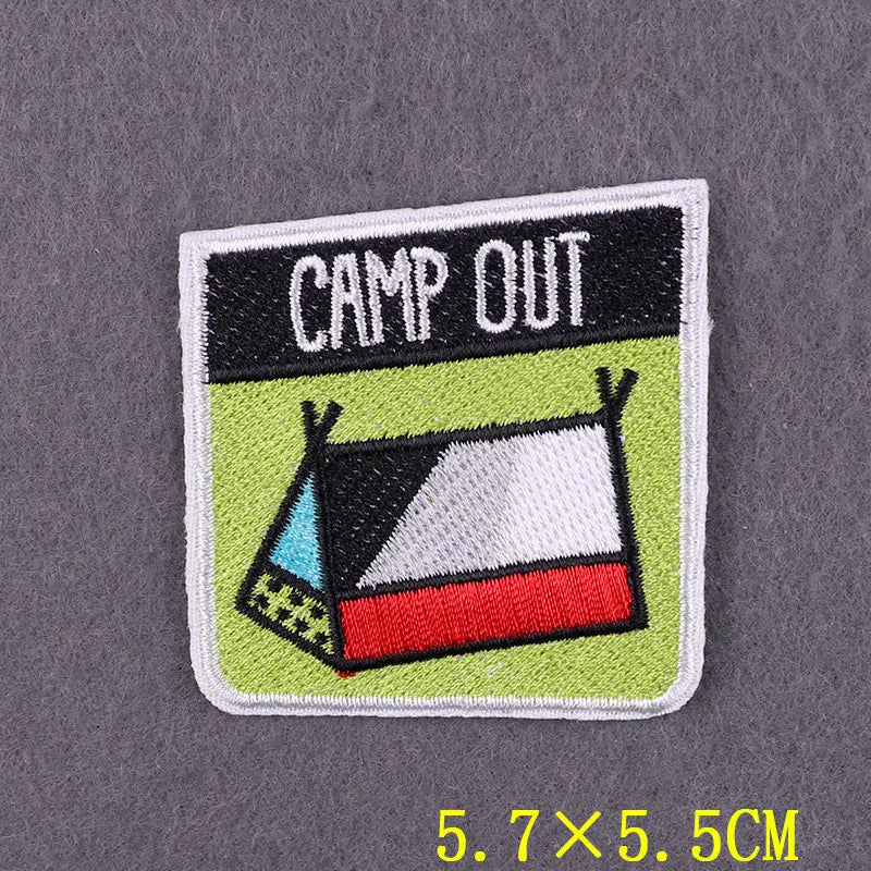 Hiking Adventure Patches For Clothing Stickers DIY Hook Loop Badges Camping Embroidery Patch Iron On Patches On Clothes Stripes