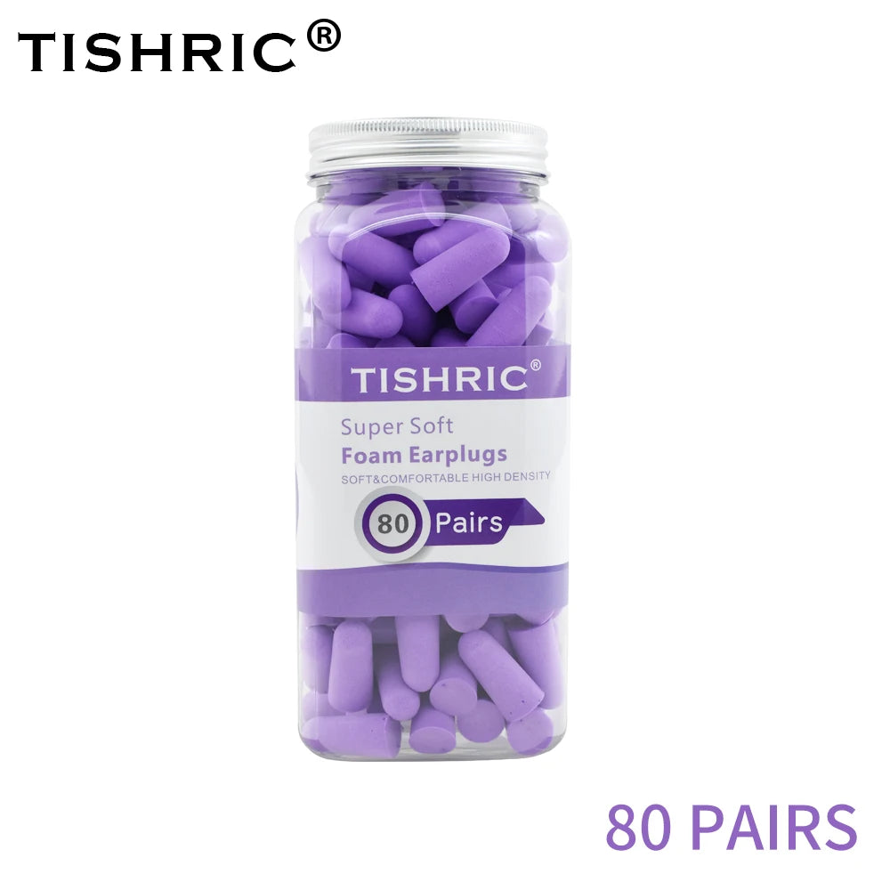 TISHRIC Earplugs Soft Sponge Ear Plugs Noise Reduction Sleeping Earplug  Travel Noise Reduction Rate 35.5db Sound Insulation