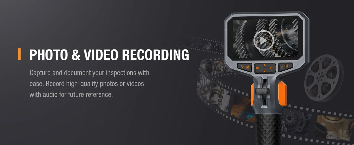 TESLONG TD450S 5.5MM Articulating Borescope 1080P 5 Inch IPS Two Way 360° Steering Endoscope Camera 1m Stainless Steel Tube