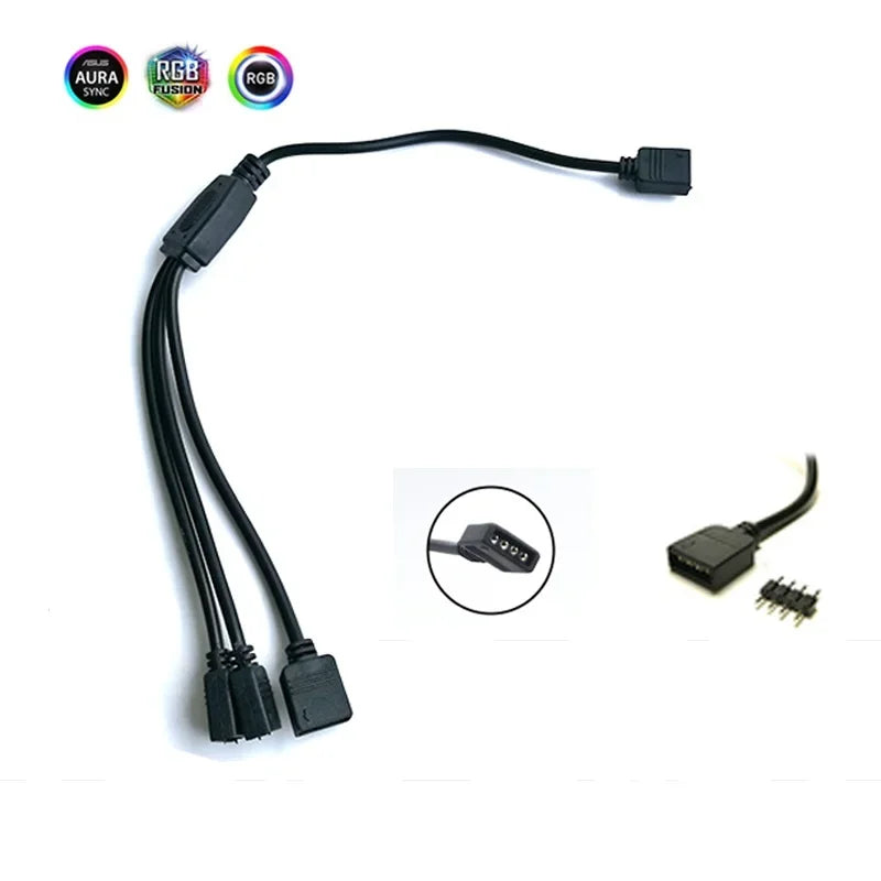 RGB Extended Line 12V AURA 4Pin 5V ARGB 3Needle  LED Light Tap Line Motherboard Fan Aperture Strip Chassis RGB  Cable