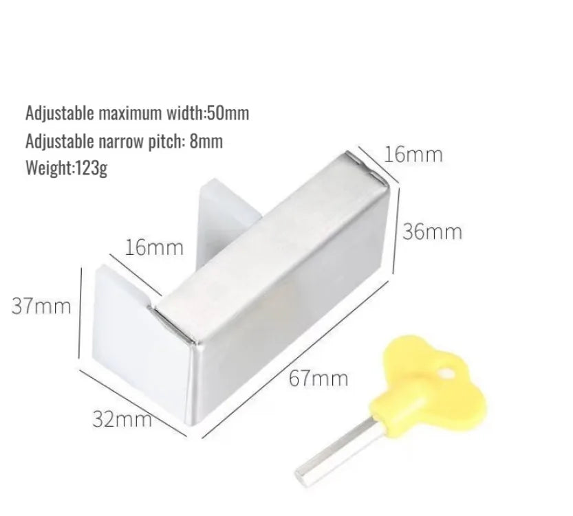 High-Rise Sliding Window Anti-Fall Lock, No-Drill Anti-Theft Safety Buckle, Adjustable Push-Pull Door Limiter, Durable Secure