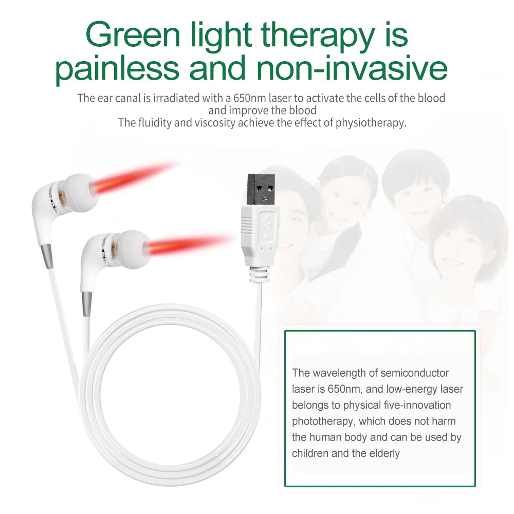 650nm LLLT Laser Therapy Rhinitis Sinusitis Tinnitus Ear Irradiation Laser Physiotherapy Earplug Otitis Media Deafness Treatment