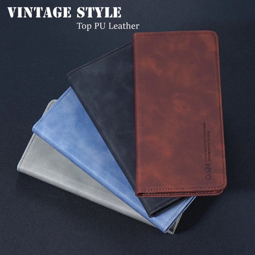 Leather Case For Honor 70 90 200 300 500 400 Global X9C Magic 7 8 Pro Stand Flip Wallet Cover Card Slot and Magnetic buckle