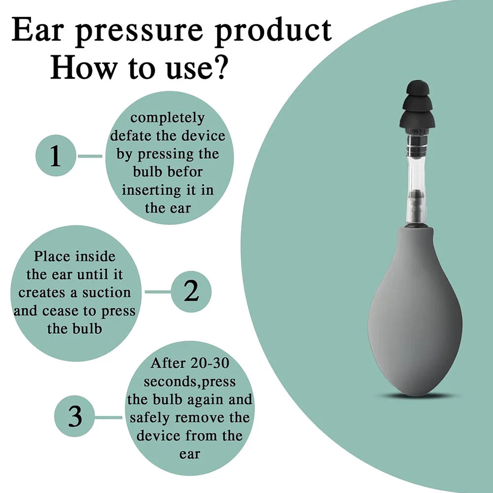 Ear Pressure Tool Portable Ear Pressure Relief Suction Device Wih 3 Sizes Of Earplugs Inner Ear Pressure Relief Tool for Headach