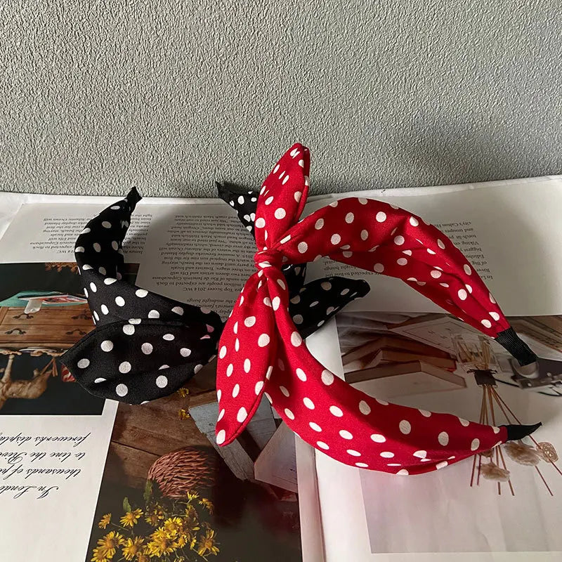 2024 Fashion Trend Women Wide Headband Bow Knot Cross Sweet Korean Style Polka Dot Hairband Cute Hair Hoop Headwear Headdress