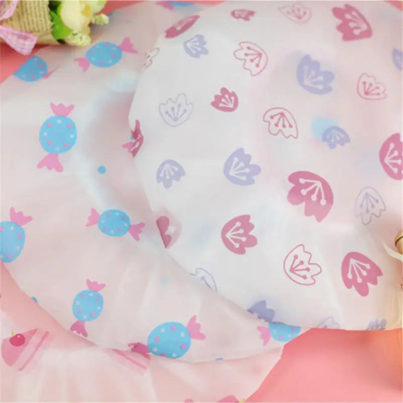 Reusable Elastic Shower Cap Women Waterproof Bath Hair Cap Head Shower Cover Hat Bathroom Sauna Tool Hair Bonnet Home Accessorie