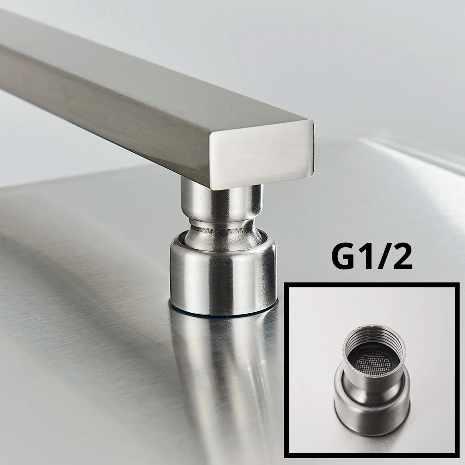 Rainfall Shower Head 8"/10"/12" Square Bathroom Ultrathin Rain Top Shower Head with Shower Arm Faucet Accessories Wall Mounted