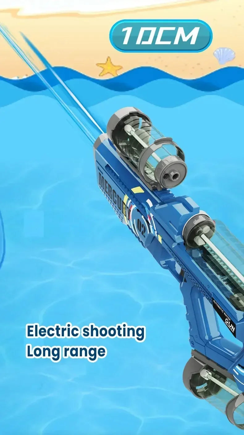 Summer Fully Automatic Electric Water Gun with Light Rechargeable Continuous Firing Party Game Kids Space Splashing Toy Boy Gift