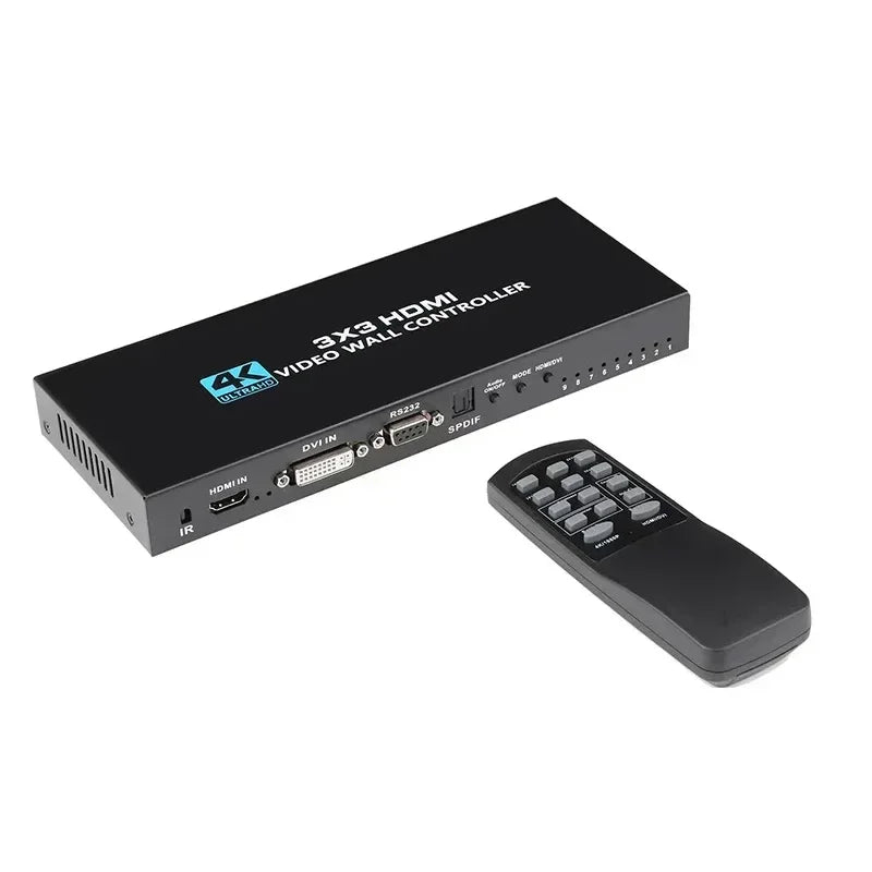 4K 3x3 HDMI Video Wall Controller 1080p DVI 1X2 1X4 1X3 2x2 2x3 2x4 Multi Screen Splicing Video Processor 9 Unit TV Splicer Box